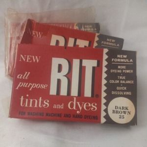 RARE VINTAGE DEADSTOCK 1960's 1970's Rit Dye‎ Lot 3 Pack Dark Brown 25 USA MADE